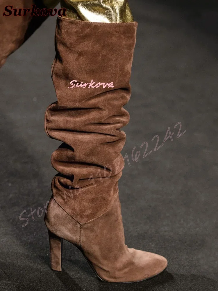 Street Fashion Dress - Botas Retro plisadas sin cordones modernas,