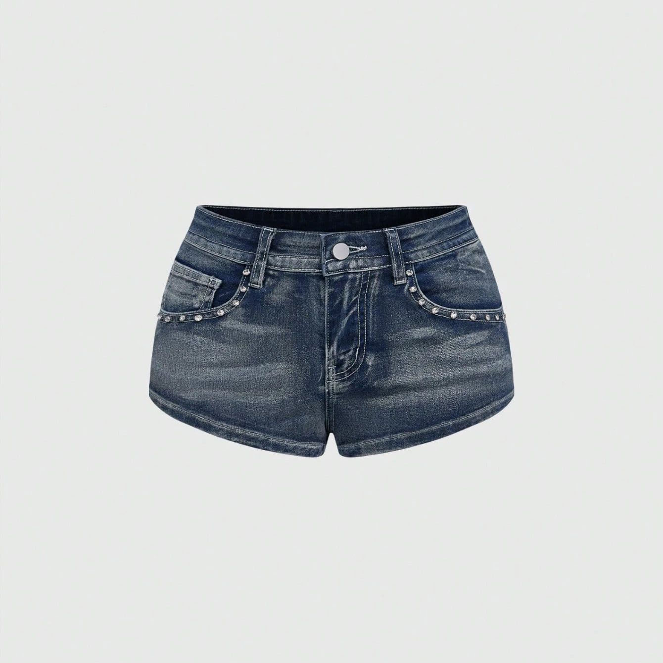 Street Fashion Hot - Shorts de mezclilla bordados con pedrería