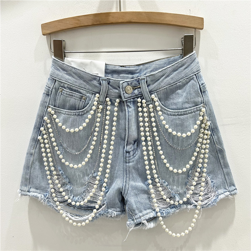 Distressed Jean Rip - Pantalones cortos vaqueros desgastados con agujeros