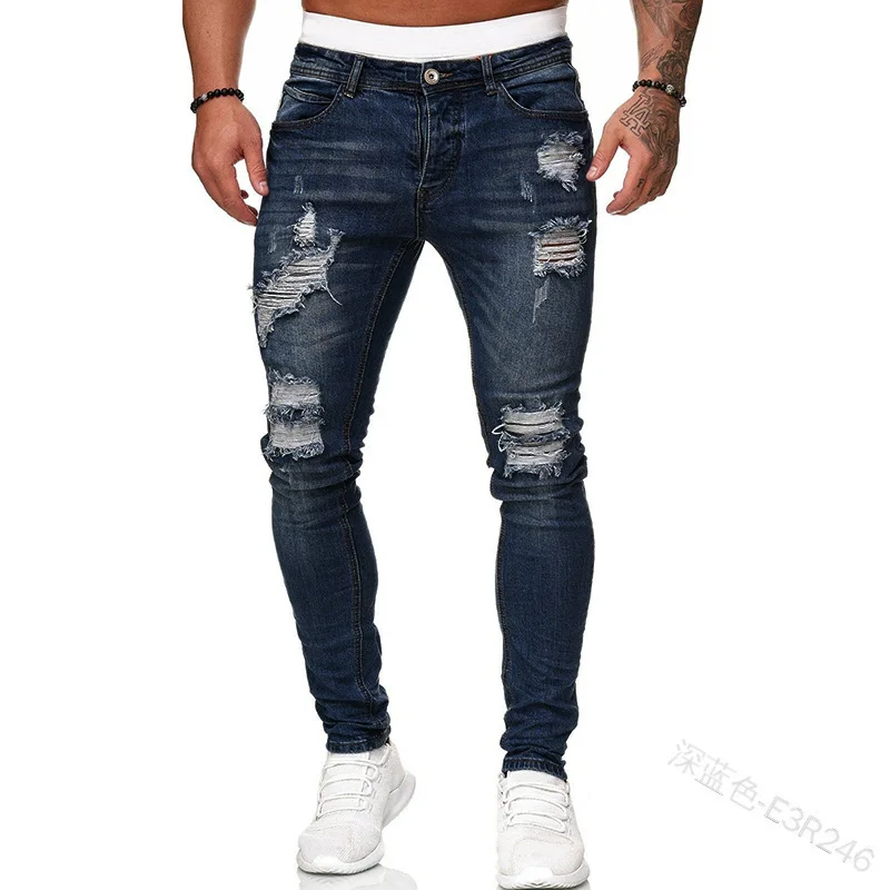 Distressed Jean Rip - Pantalones vaqueros rasgados para hombre, pantalón
