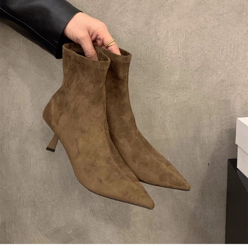 Street Fashion Dress - Botines de Ante Elásticos para Mujer