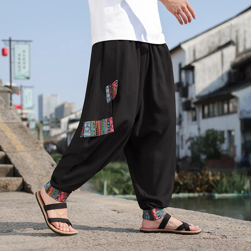 Street Fashion In Chinese - Pantalones Anchos Retro de Estilo Chino