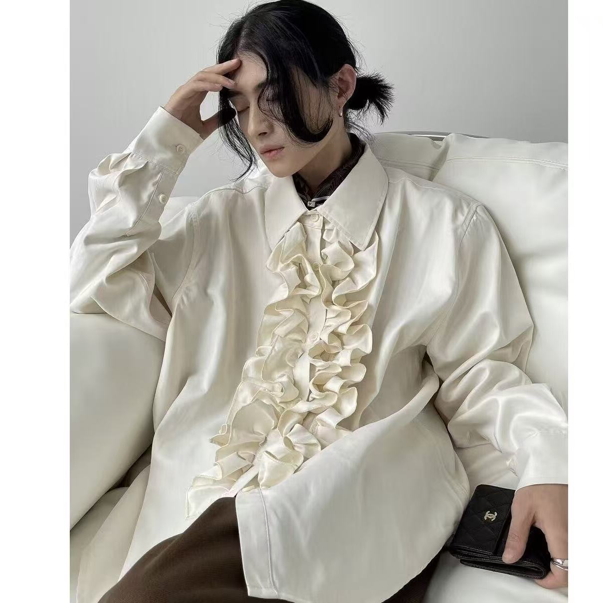 Street Fashion In Chinese - Niche Bisex Lotus Edge Tops, Camisa