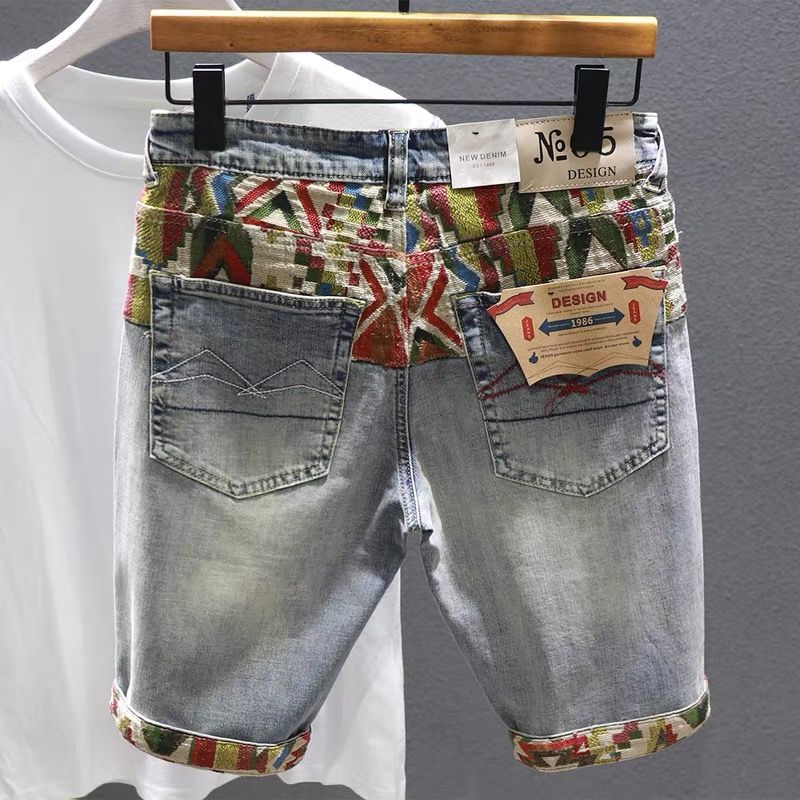 Distressed Jean Rip - Pantalones cortos de mezclilla para hombre,