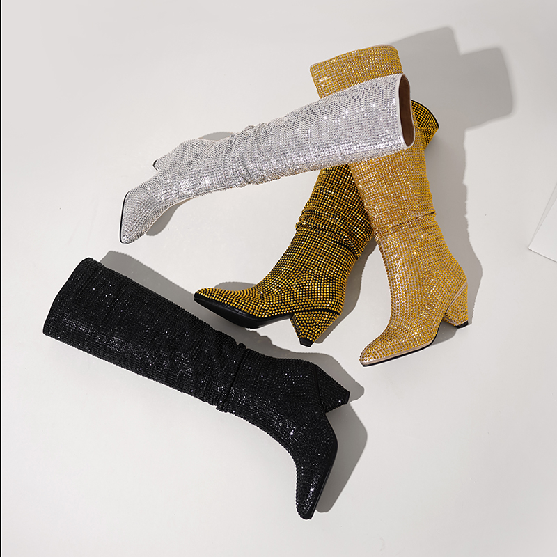 Botas Largas de cristal con ta - Street Fashion Dress reseña y precio