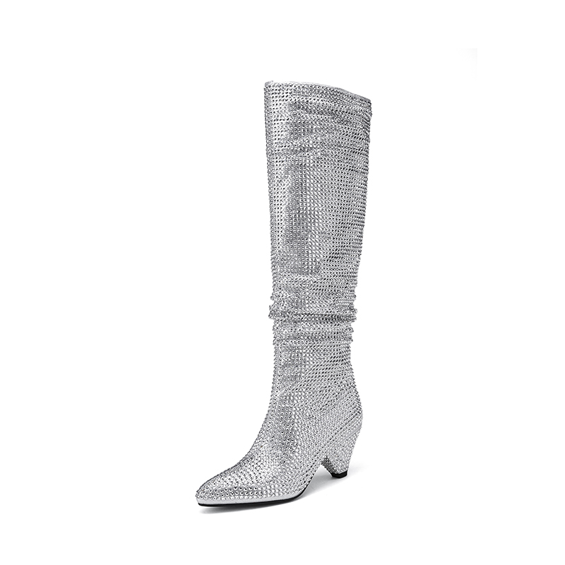 Botas Largas de cristal con ta - Street Fashion Dress reseña y precio
