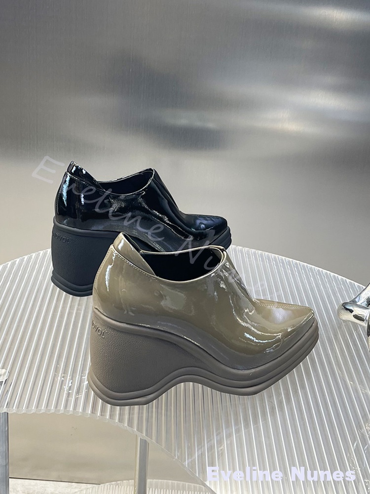Zapatos de tacón de cuña con p - Street Fashion Dress reseña y precio