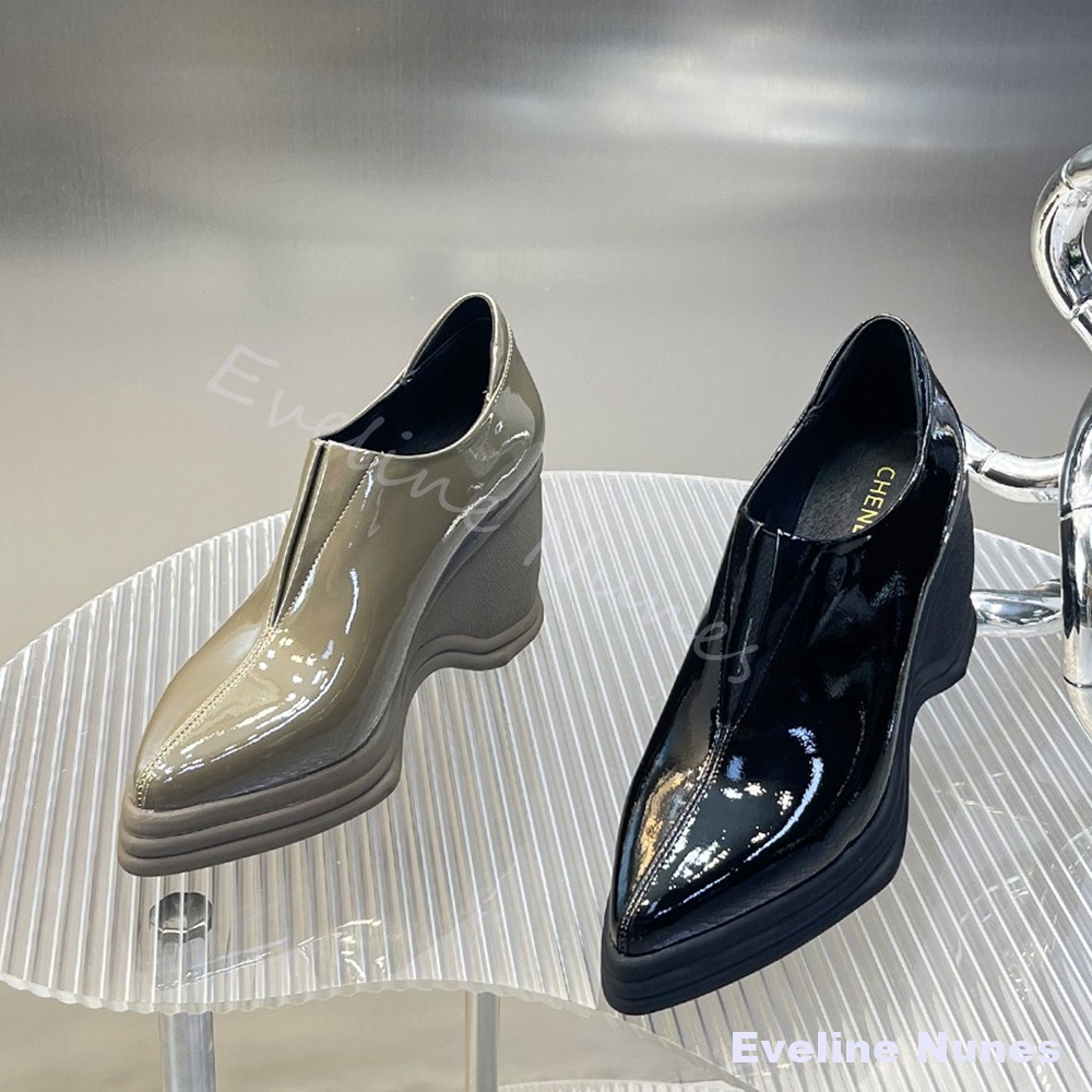 Zapatos de tacón de cuña con p - Street Fashion Dress reseña y precio