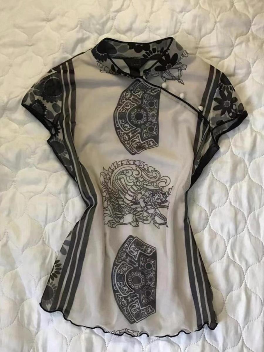 Elegante Blusa Estampada de Co - Street Fashion In Chinese reseña y precio