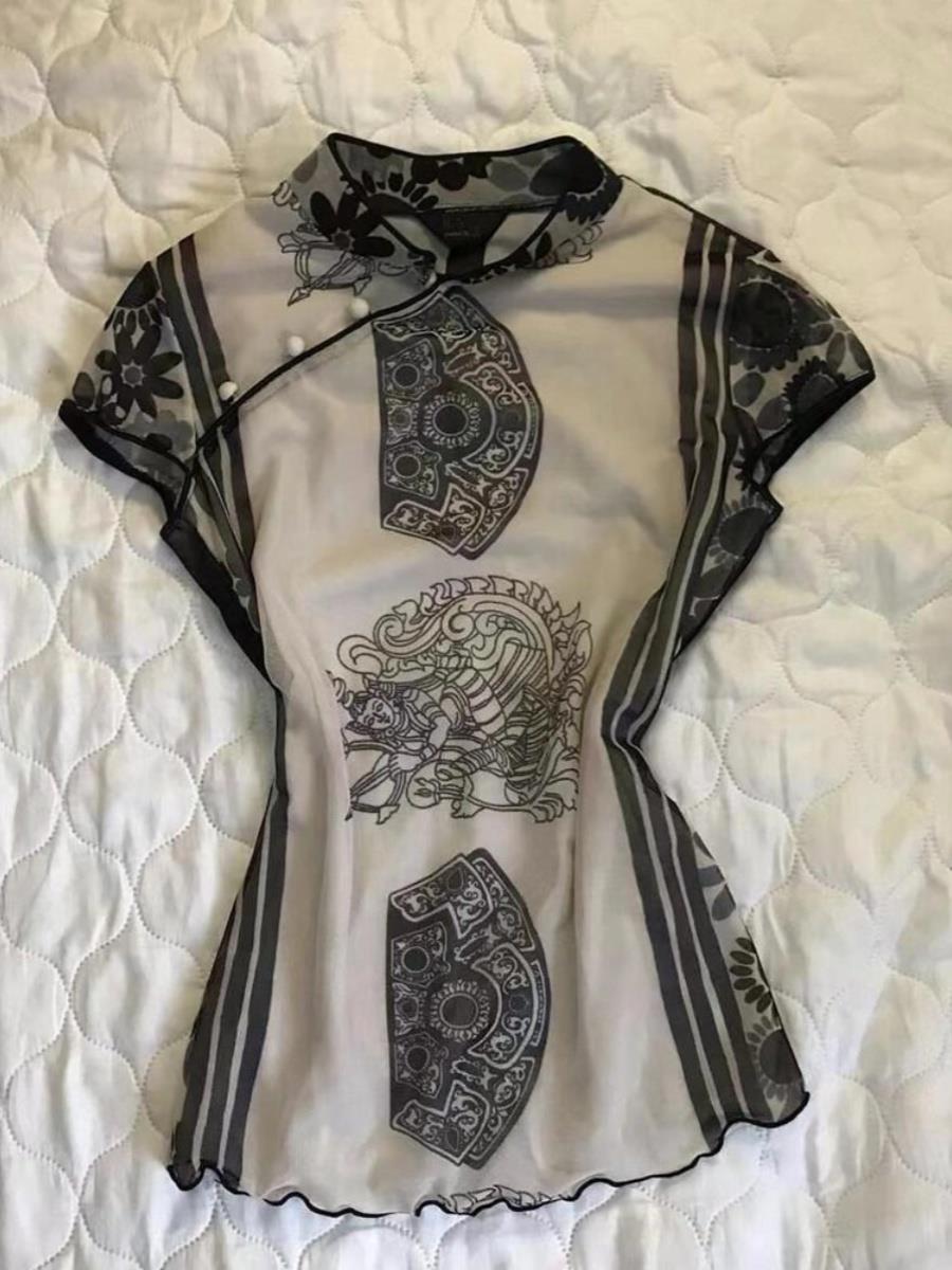 Elegante Blusa Estampada de Co - Street Fashion In Chinese reseña y precio
