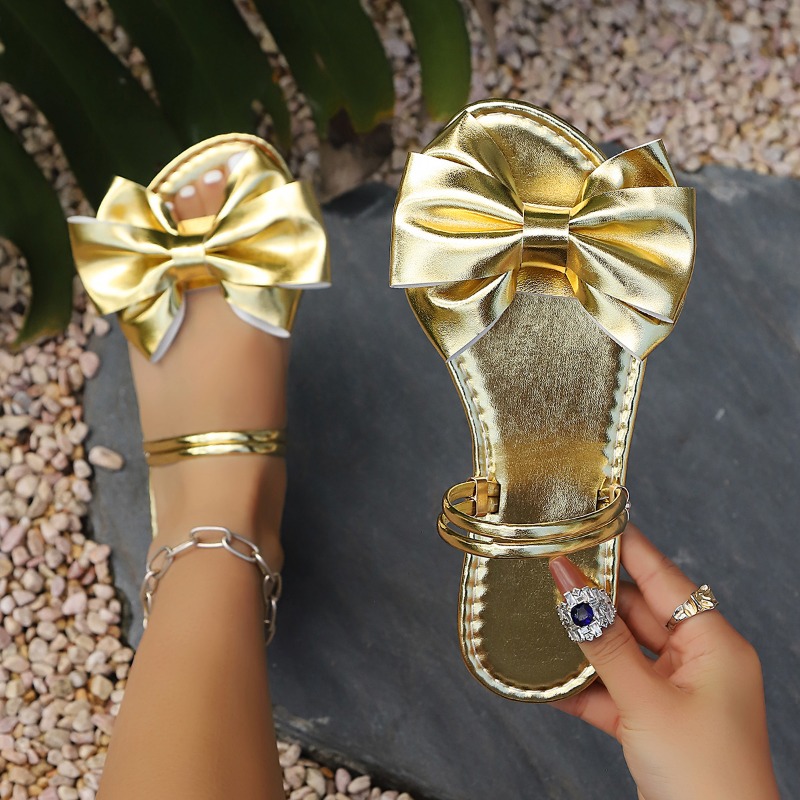 Sandalias Planas Doradas para  - Street Fashion Luxury reseña y precio