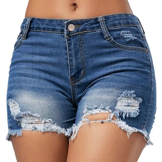 Shorts de mezclilla para mujer - Distressed Jean Rip reseña y precio