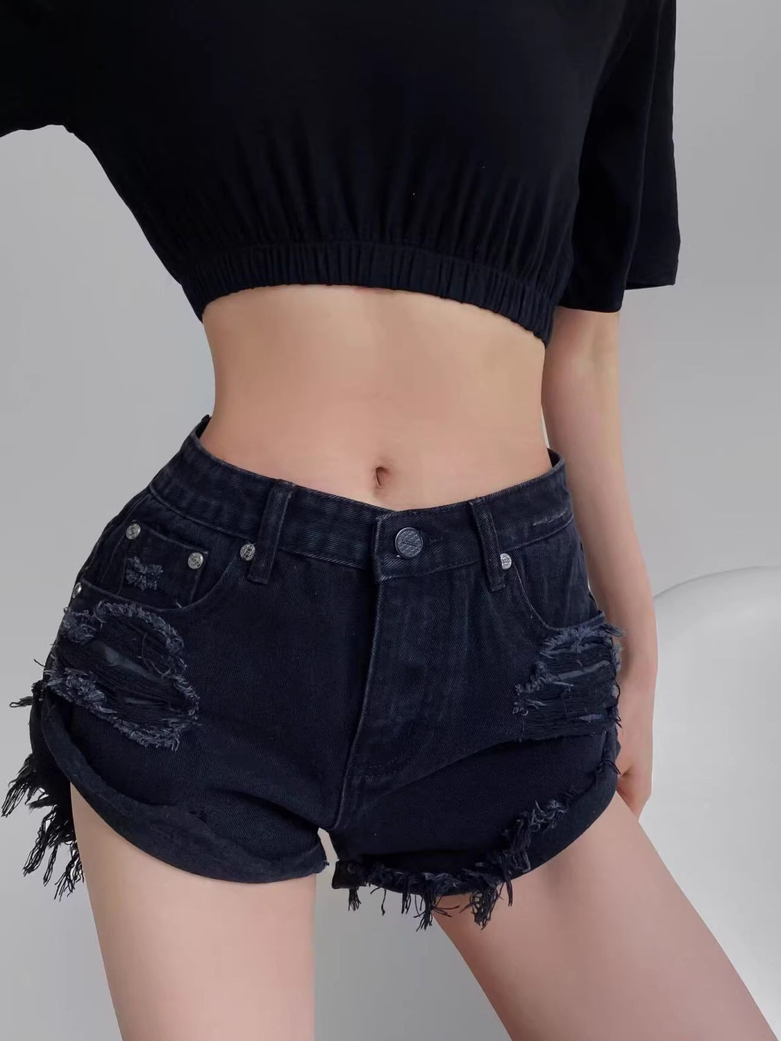 Shorts de mezclilla desgastado - Distressed Jean Rip reseña y precio