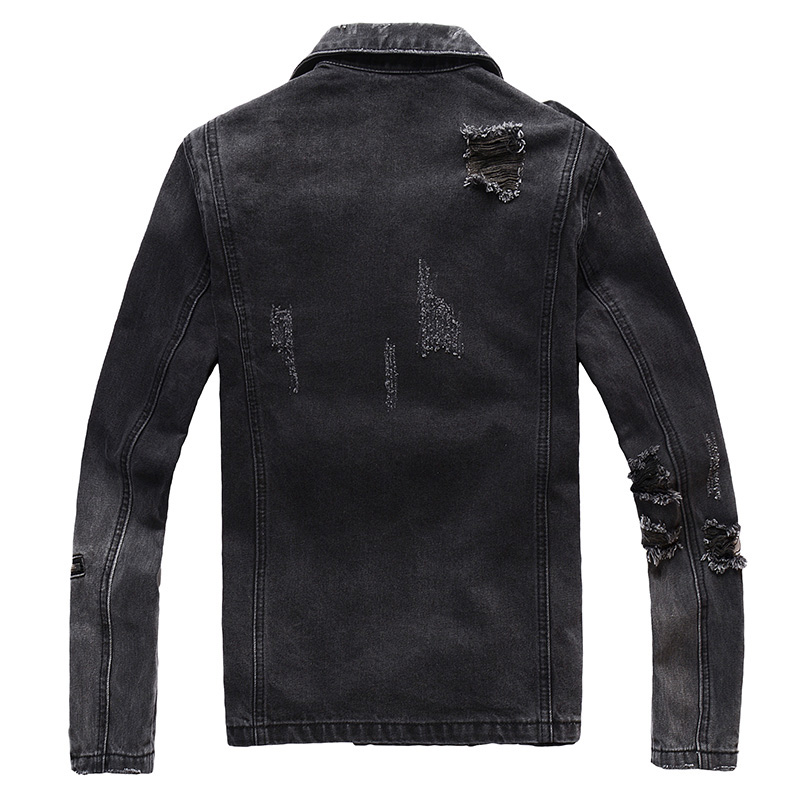 Sokotoo-chaqueta vaquera negra - Distressed Jean Rip reseña y precio
